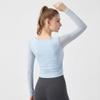 Women's Padded Long Sleeve Yoga Shirt, Crop Top, Sexy Mesh Gym Shirt, Running Workout T-shirt, Fitness Sports, Pilates Wear