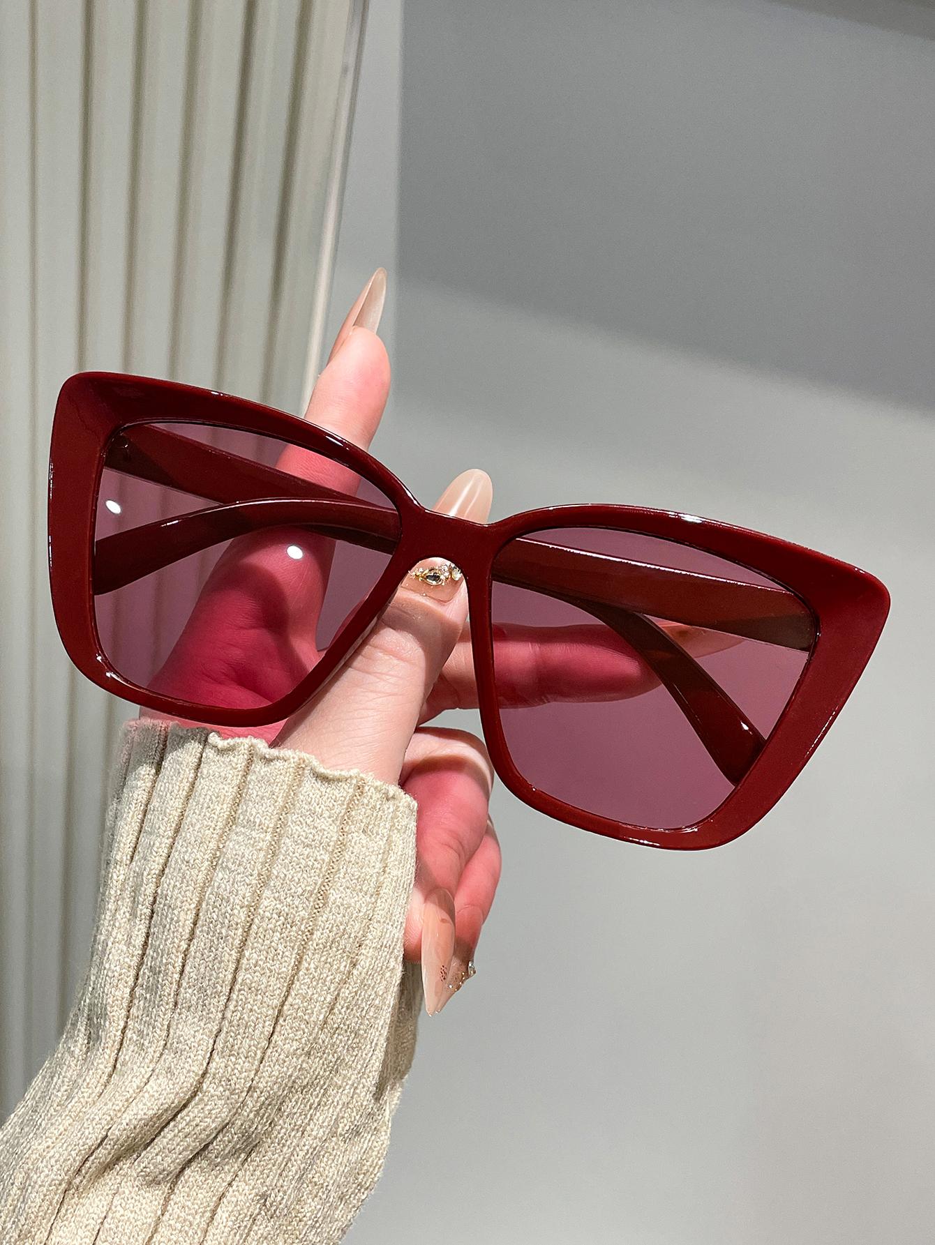 

1PC Oversized Cat Eye Fashion Glasses Vibrant Colors Suitable Summer Accessories Daily Wear Versatile Face Shapes бордовий