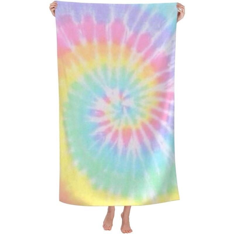 Pastel Tie Dye Beach Towel, Quick Dry for Sports Spa Yoga Hotel Gym