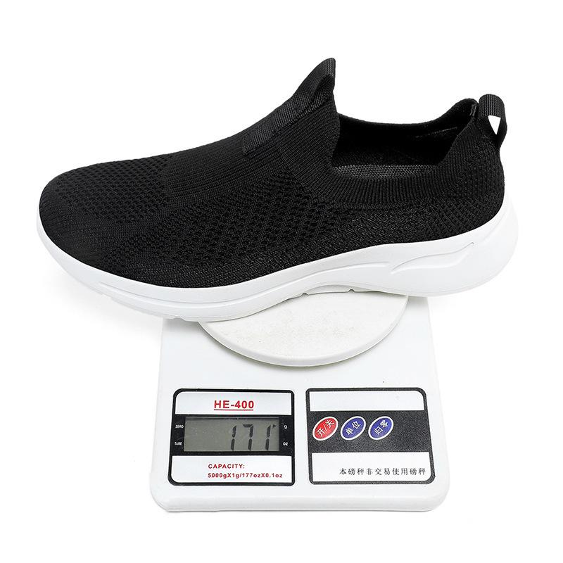 Foreign trade fly-woven mesh breathable shoes men's shoes one-pedal lazy shoes summer sports and leisure dad walking shoes