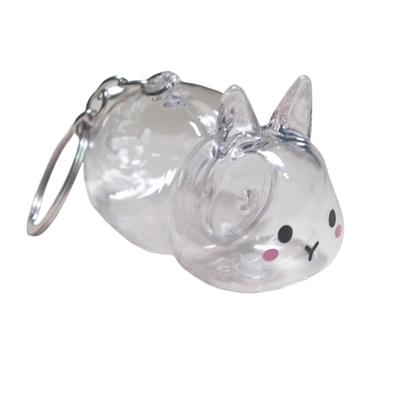 Funny Rabbit Themed Keepsakes Bunnies Hair Container Keyring Decorative Clear Pet Furs Collector Keychain Pendant Gift