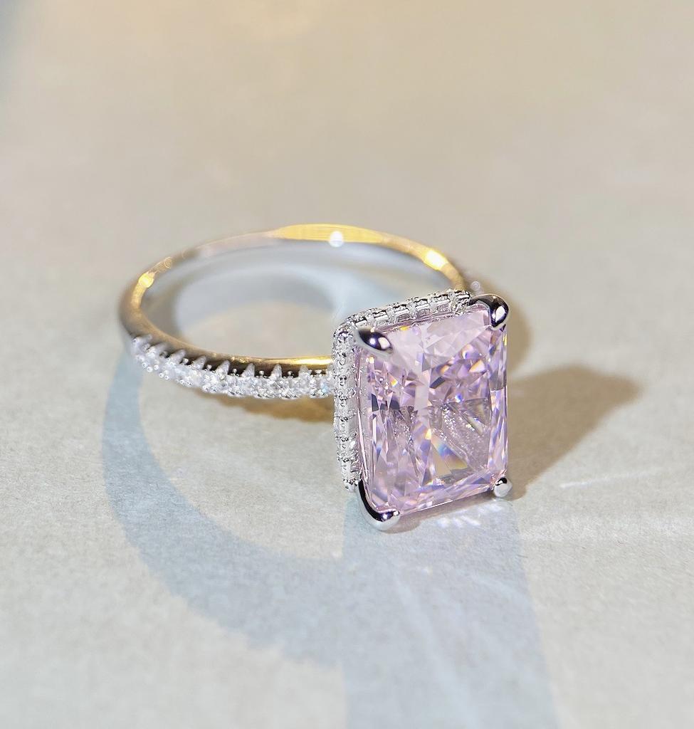 Tancise S925 Sterling 8*10 Pink Diamond High Carbon Finger Woman