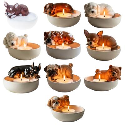 Artistics Resin Dog Candle Holders Heat Resistant Sturdy Pet Safe Light Decoration for Shelves