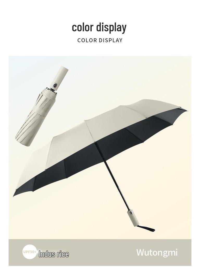 Reinforced Windproof Black Glue Sunscreen Umbrella for Students, Men & Women