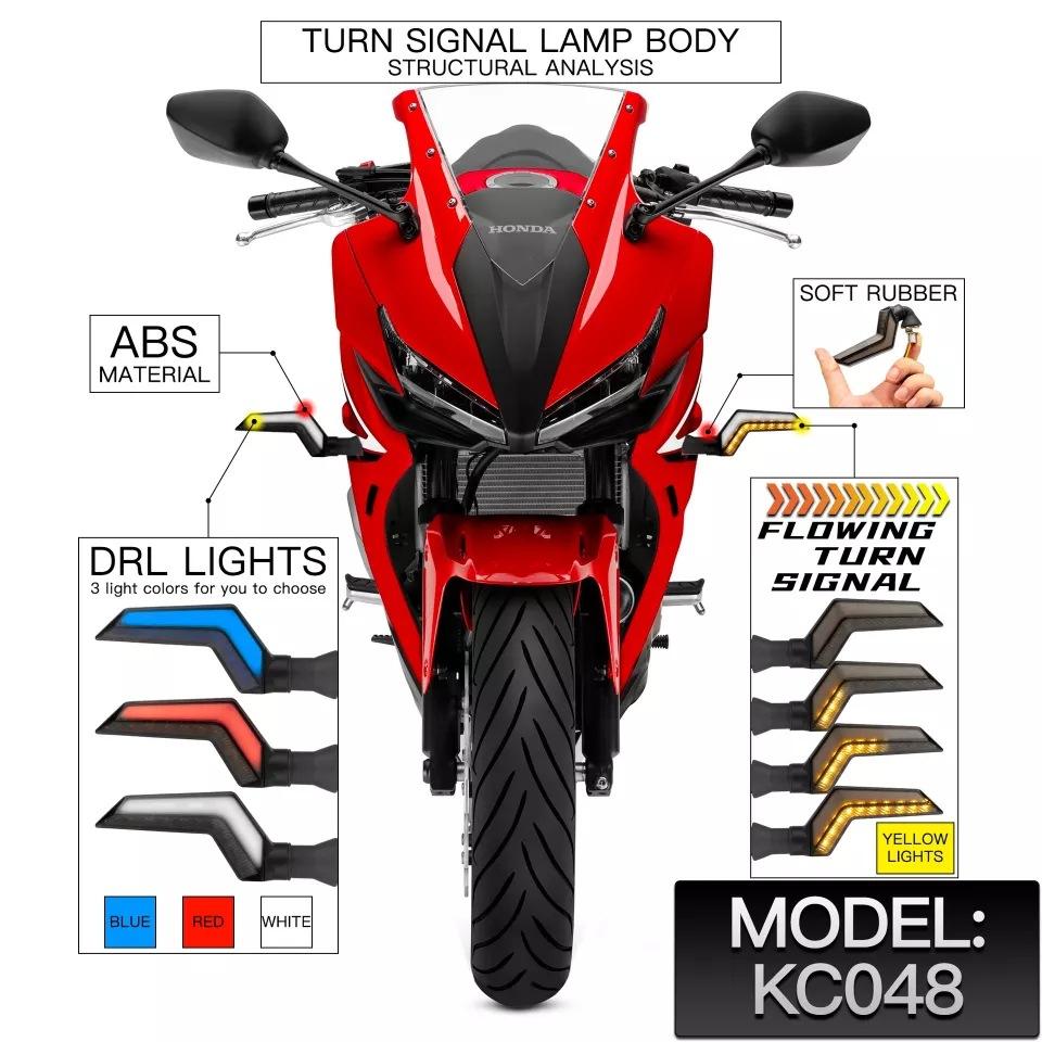 12V Motorcycle LED Turn Signal Lamp Dual-Color LED Flowing Turn Signal Light Motorbike Indicators Led ABS Airfoil Tail Flasher