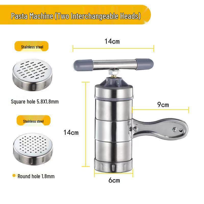 

Multifunctional Stainless Steel Manual Noodle Press with Interchangeable Heads