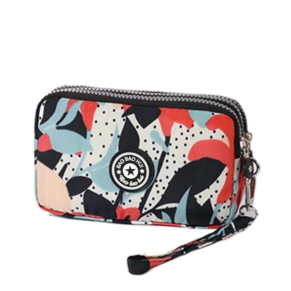 Durable Three Layers Coin Purse Large Capacity Zipper Coin Bags Oxford Cloth Waterproof Pouch Purse