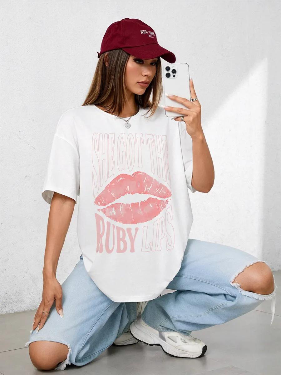 

Oversized T-shirt with lips print XL