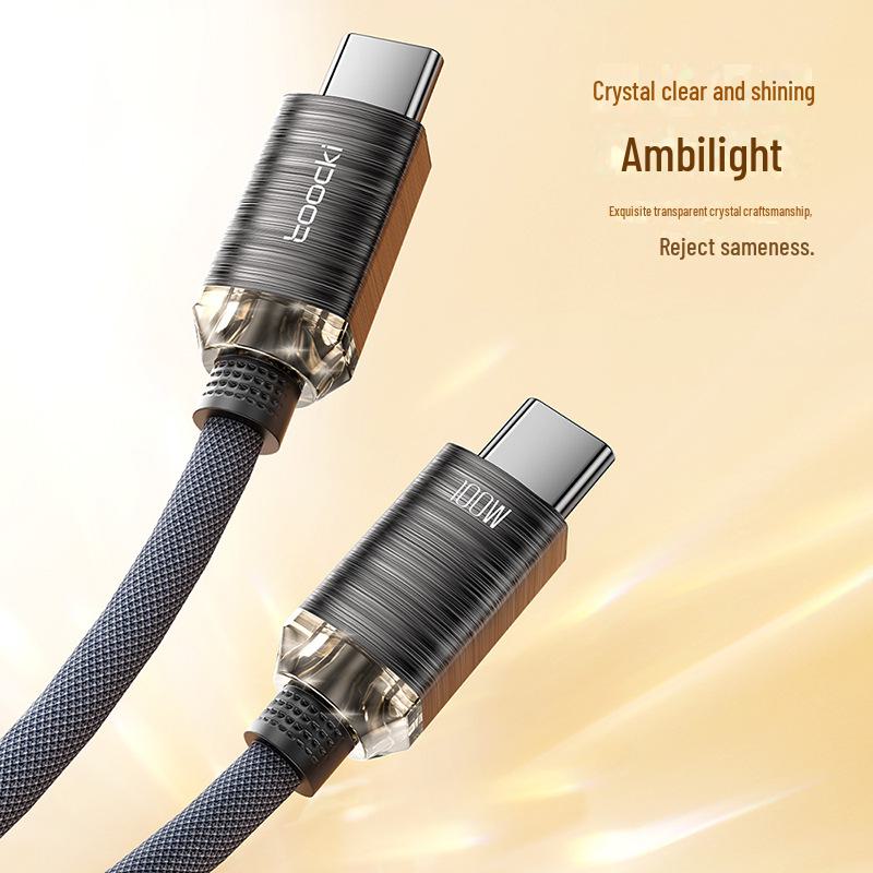 Crystal Aluminum CC Super Charging PD100W Data Cable in Multiple Colors, 1m or 2m