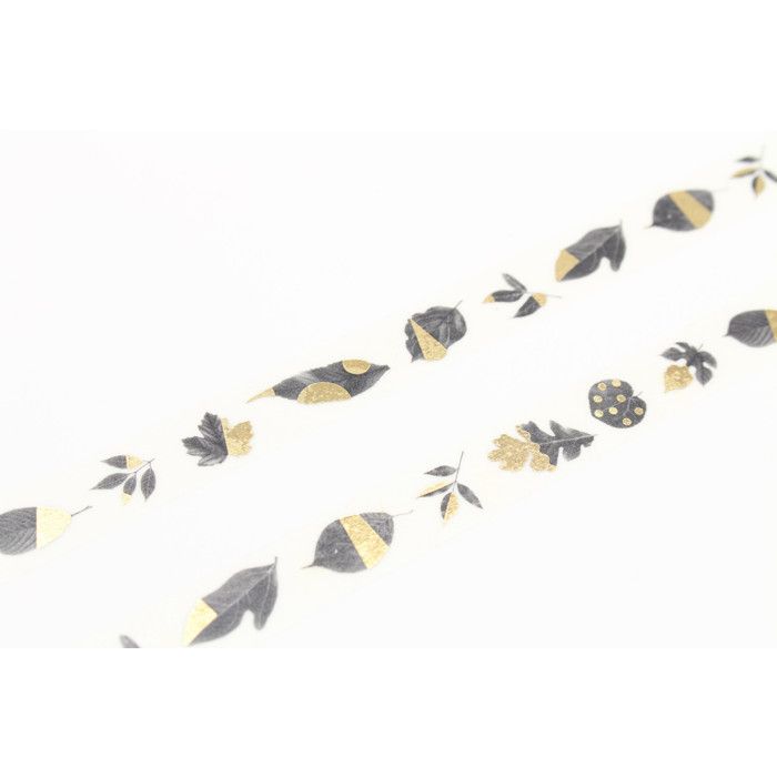 Masking Tape - Noir et Or - Ruban Papier Adhésif Washi - 1,5 cm x 3 m - Décoration Créative - Mixte