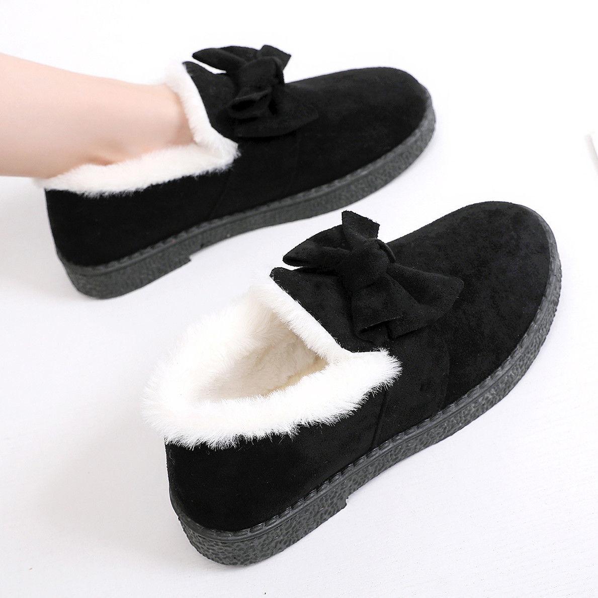 

Winter new old north cotton shoes women s velvet thickened warm mother shoes short bow one pedal snow boots 35
