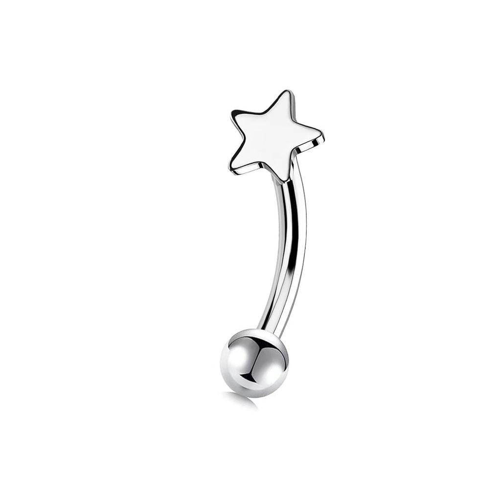 Stainless Steel Eyebrow Pins, Moon-shaped, Heart-shaped, Five-pointed Star-shaped Ear Bar Pins