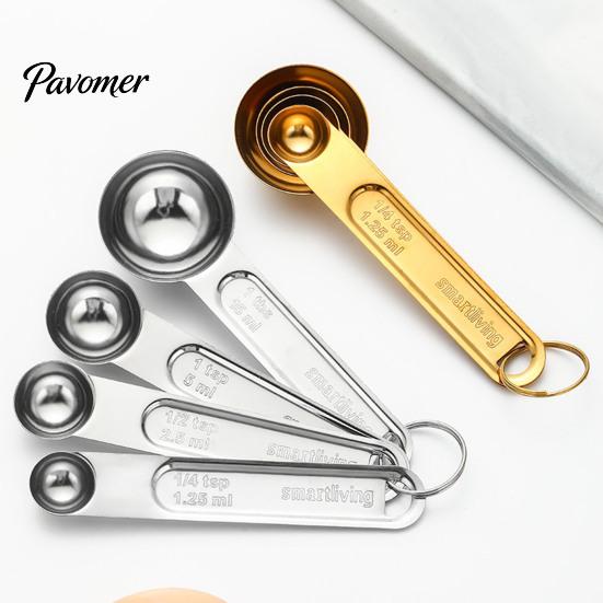 Stainless Steel Measuring Spoons Cup And Spoon Set, Ergonomic Round Design Precision for Recipes Kitchen Tools, Durable Easy Cleaning Measurement