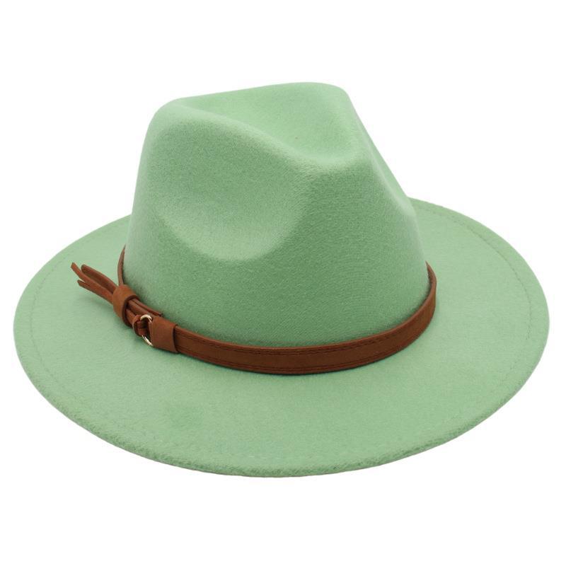 Top Hat Belt Buckle Model Jazz Hat Men'S And Women'S Concave Felt Hat Woolen Hat Fedora Hat