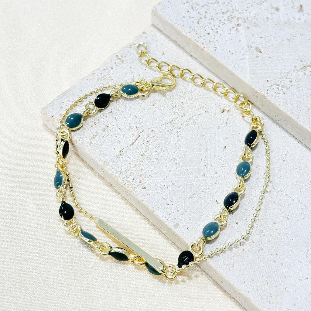 Fashion Emerald Double Layer Bracelet for Women Elegant Unique Stylish Jewelry