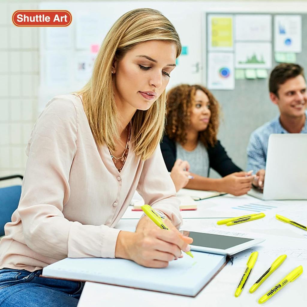 Shuttle Art Yellow Highlighters, 30 Pack Highlighters Bright Colors, Chisel Tip Dry-Quickly Non-Toxic Highlighter markers for Adults Kids