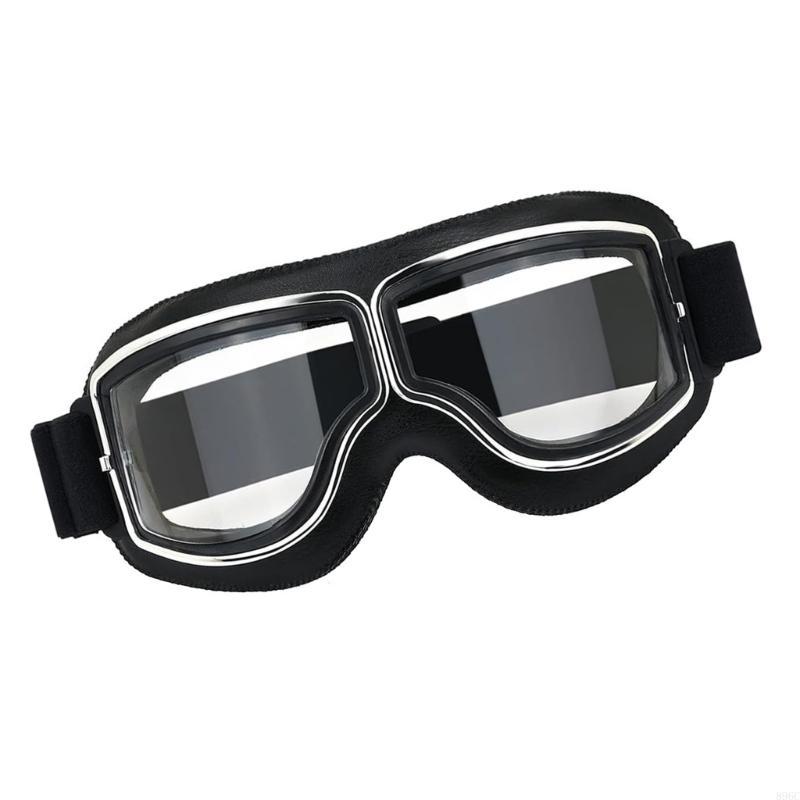 Retro Windproof Goggles For Motorcycle Riding With Clear Lens And Adjustable Strap Face Protections Against Dust 896C
