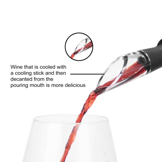 Wine Cooling Stick Wine Chiller with Aerator Spout Stainless Steel Iceless Wine Bottle Cooler Stick for Enhanced Aroma Flavor