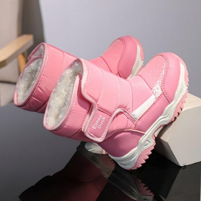 Girls' Long Snow Boots with Fleece and Thick Cotton Boots