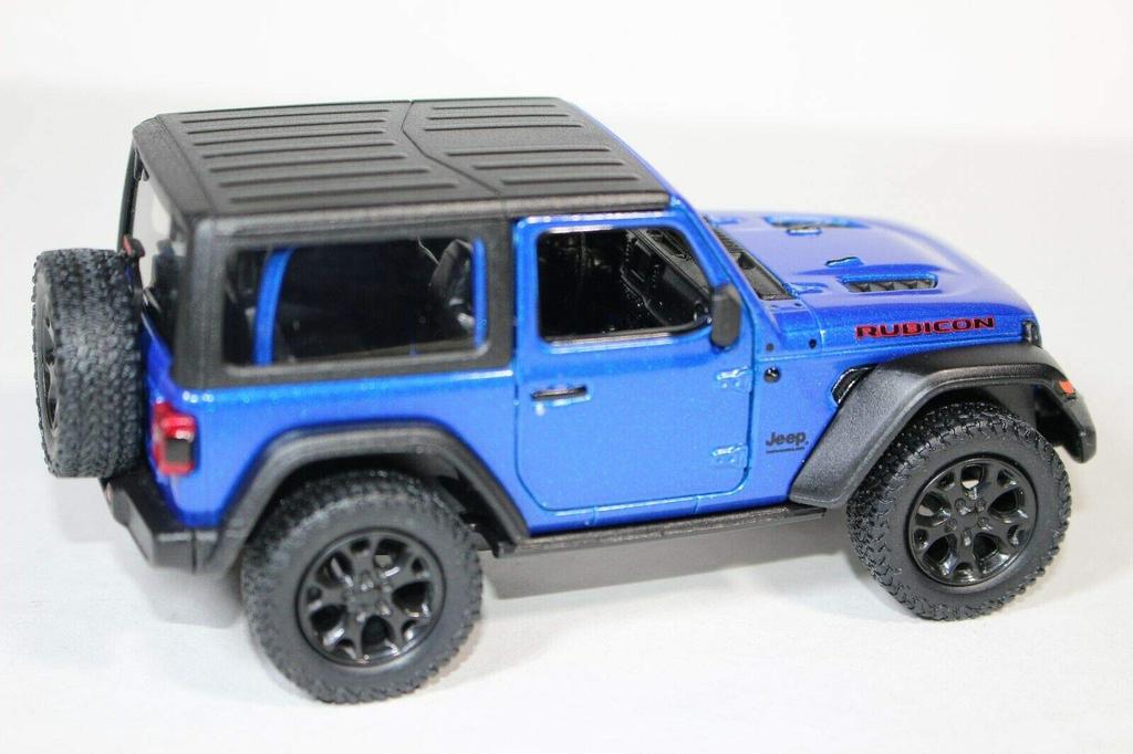 KiNSMART - Jeep Wrangler Rubicon Off-Road 4x4 5-Inch 1:34 Scale Diecast Model Replica Toy Car (Blue Hardtop)