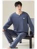 Men's Plus Size Cotton Pajama Set - Long Sleeve & Pants, All Cotton, Relaxed Fit