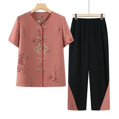 Elderly Women's Casual Summer Two-Piece Outfit