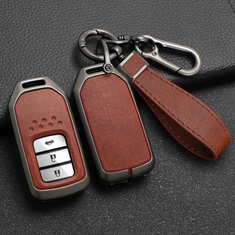 Leather Car Remote Key Cover Case Shell For Honda Civic City Accord Crv Cr-V Xr-V Odyssey Vezel Jade Crider Fit Accessories