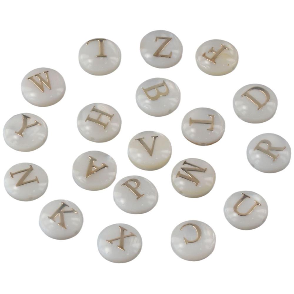 52 Pcs Round Alphabet Loose Beads White A-Z Letter Beads Charm for Bracelets
