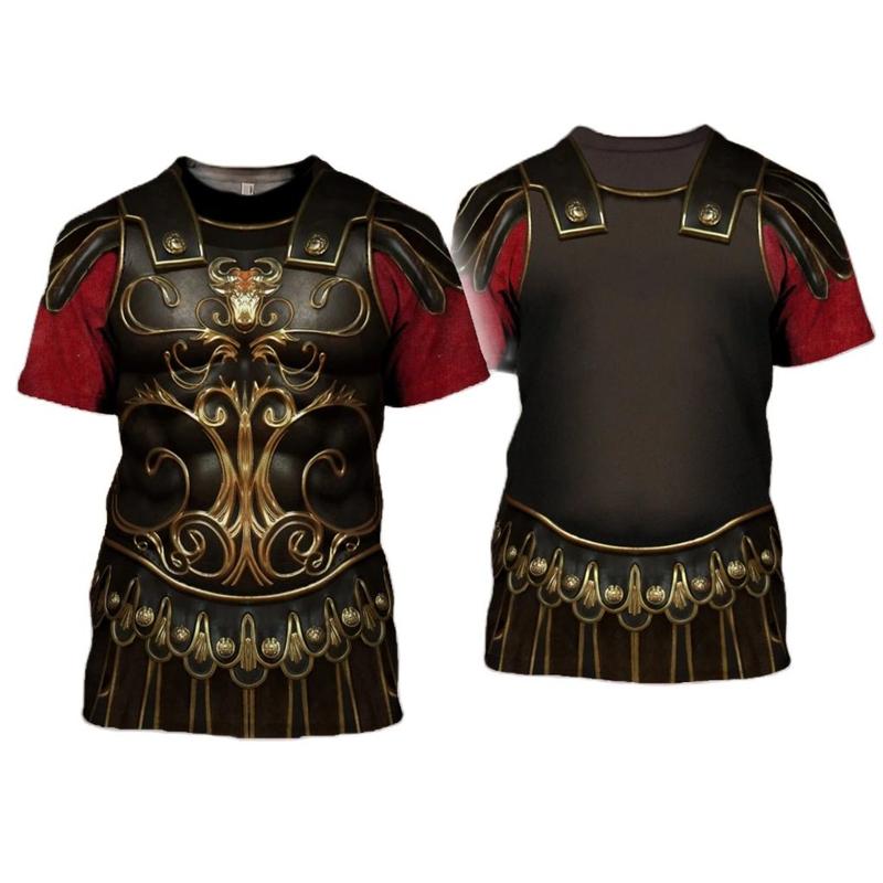 3D Print Knight Armor Cosplay T-shirt For Men New In Men's Casual O-neck Short Sleeve T Shirts Streetwear Funny Tee Shirt Tops