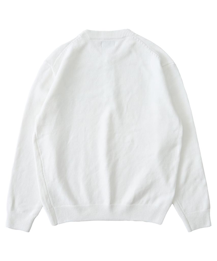 ANALOG MOOD Velour Refined Henley Neck Round Knit (Ivory)