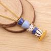 Women Fashion Hand Painted Enamel Teacup Pendant Necklace Long Chain Jewelry
