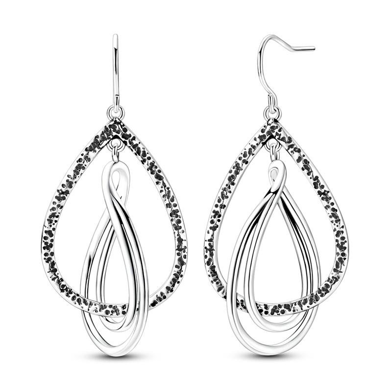 925 Sterling Silver Double Layer Water Droplet Dangle Earrings Cubic Zirconia Paved Drop Earrings for Women Girls Jewelry Gift
