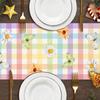 Oil-resistant Easter Table Flag Waterproof Easter Table Runner Rabbit Dining Table Cloth  Colorful