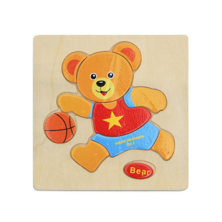 Cartoon Animal Fruit Car Pattern Wooden 3D Puzzle Baby Intelligence Early Learning Educational Toy Cute Wood Puzzle For Kids