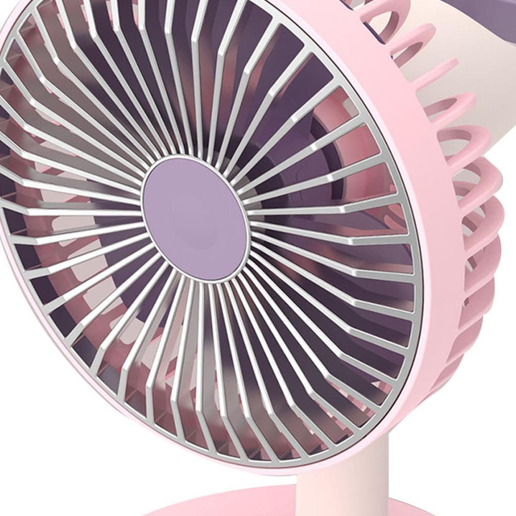 Desk Fan 3 Speed USB Charging Simple 1200mAh Quiet Portable Table Fan for Office Outdoor Home Pink