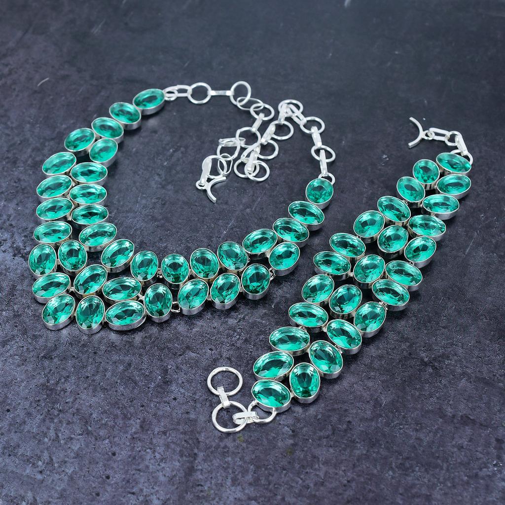 Indicolite Tourmaline Handmade 925 Sterling Silver Jewelry Set A0P46