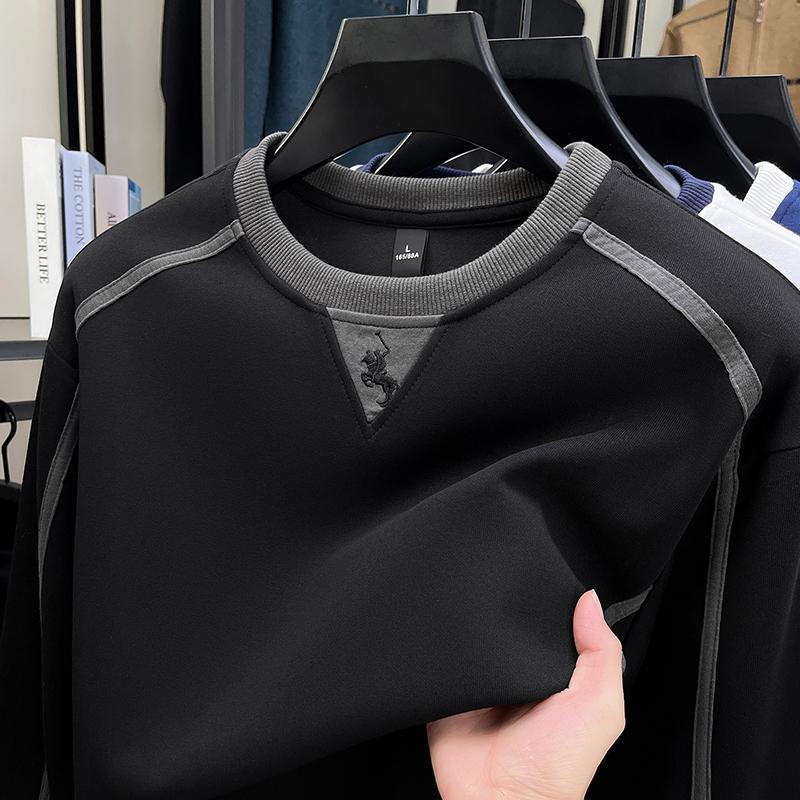 Herren O-Ausschnitt Langarm Pullover Hoodies Luxusmarke Pferd Stickerei Verdickt Wärme Lässig Vielseitig Herrenbekleidung