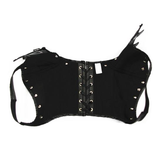 Topuri crop pentru femei, în stil gotic vintage, cu cataramă pentru curele, cu șal punk ajustabil