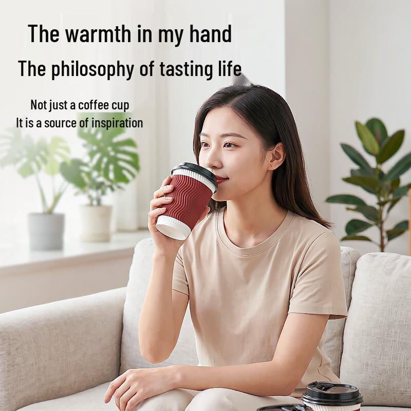 Temeiju Thickened Anti-Scald Disposable Coffee Cups with Lids