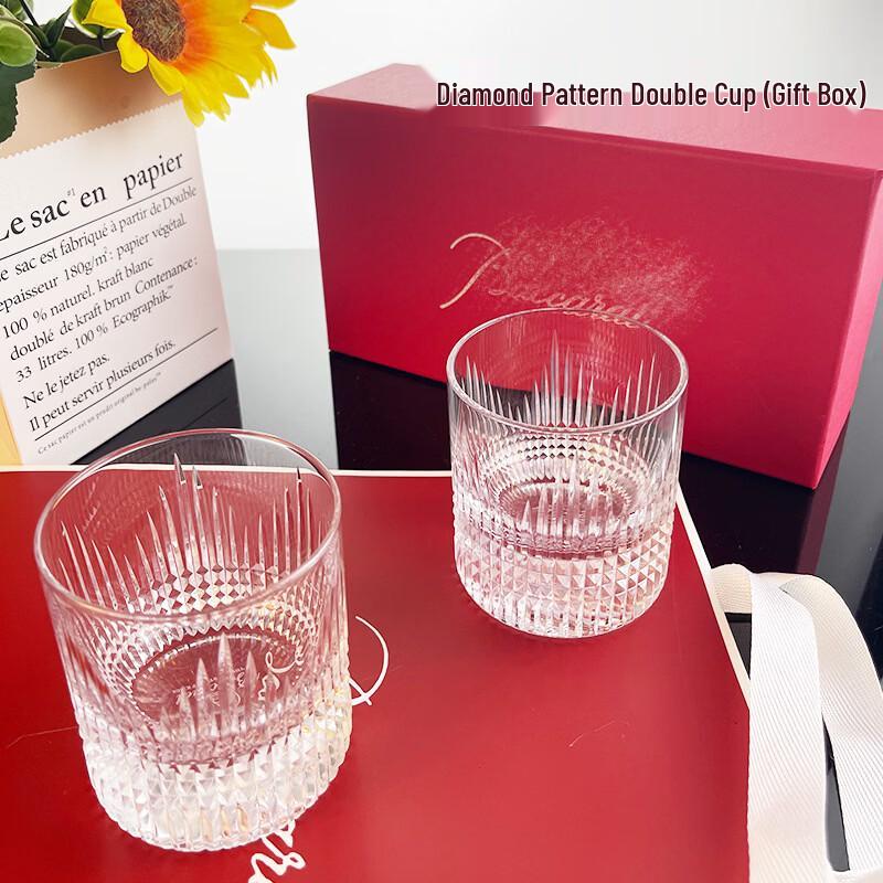 

LISM Хрустальные стаканы для виски с бриллиантовым узором Подарочный набор