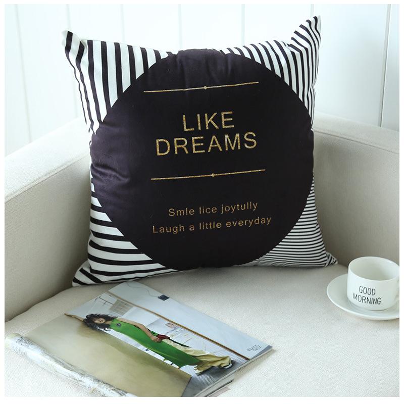 Nordischer Marmor Ins Stil Schwarz Gold Kissenbezug Kurzplüsch Heißprägung Auto Sofa Kissenbezug Ohne Kissenkern