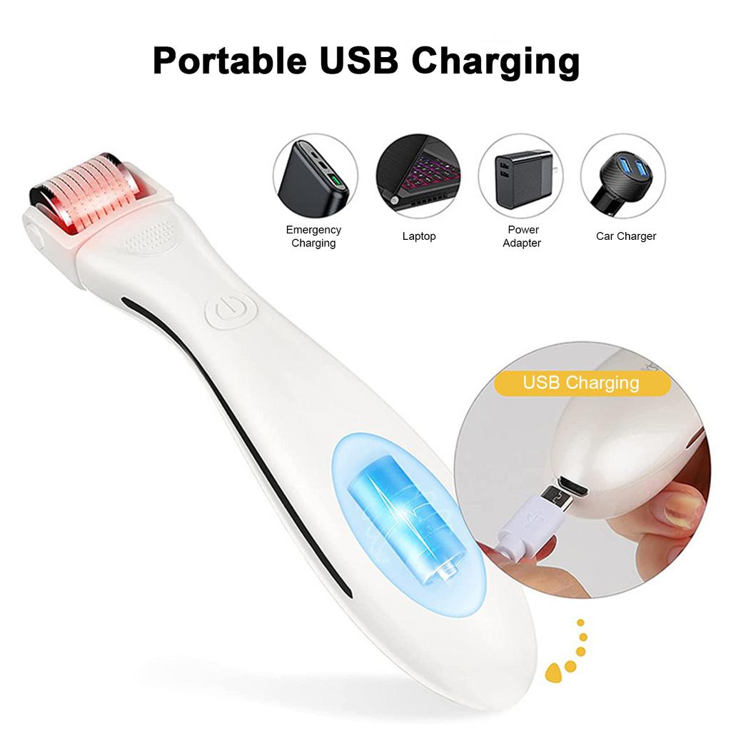 Derma Roller Microneedling Device for Home & Salon Use with 3 Replaceable Heads Red Light for