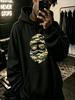 Casual Streetwear Style, Hoodie, Camouflage Beard And Sunglasses Graphic Print, Autumn Winter Daily Wear, Gift for Boyfriend Or Hu