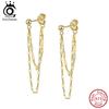 ORSA JEWELS Double Layers Tassel Earrings 925 Sterling Silver Sparkling Chain Earrings for Women Wedding Jewelry APE151