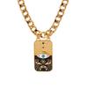 Gold-Plated Copper Tarot Necklace and Bracelet Set with Colored Enamel Demon Eye Design