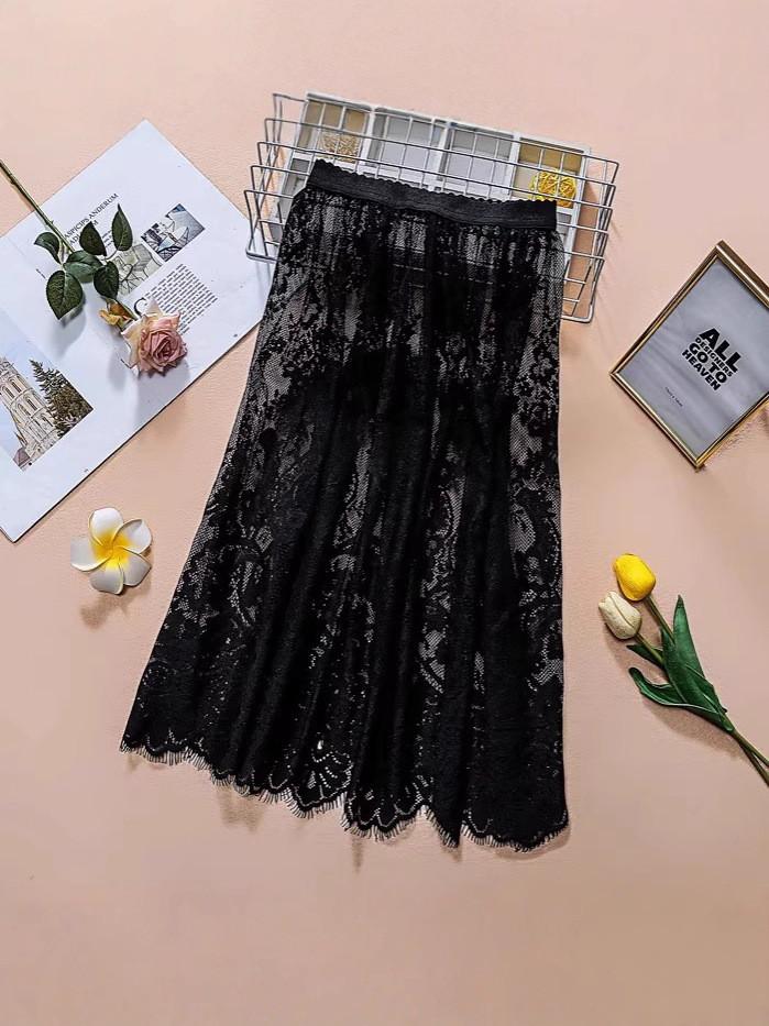 Lace Midi Skirt For Women With Hollowout Design Summer Aline Elegant Fashionable For Casual Wear