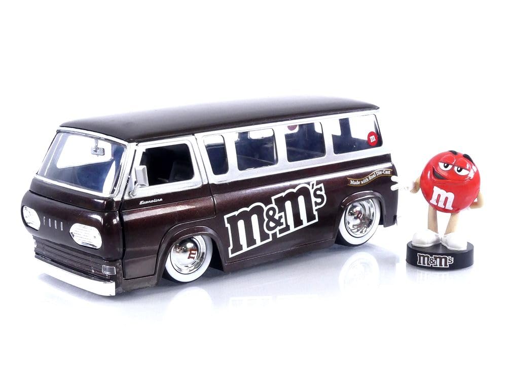

M&M s 1:24 1965 Ford Econoline Die-cast Car with Red Figure, Toys for Kids and Adults