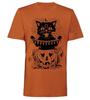 Trick or Treat Cat Rust Halloween Cute Spooky Graphic Tee Shirt