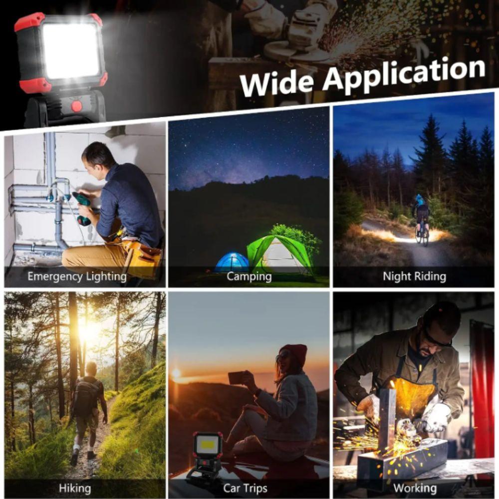 Super Bright LED Work Light Waterproof Cordless Rechargeable Work Light 3 Light Modes 180° Rotation Portable Work Light