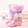 Classic Children Snow Boots Girls Colored Sequins Cute Hairball Bow Side Zipper Princess Shoes Autumn Winter Plush Warm Boots